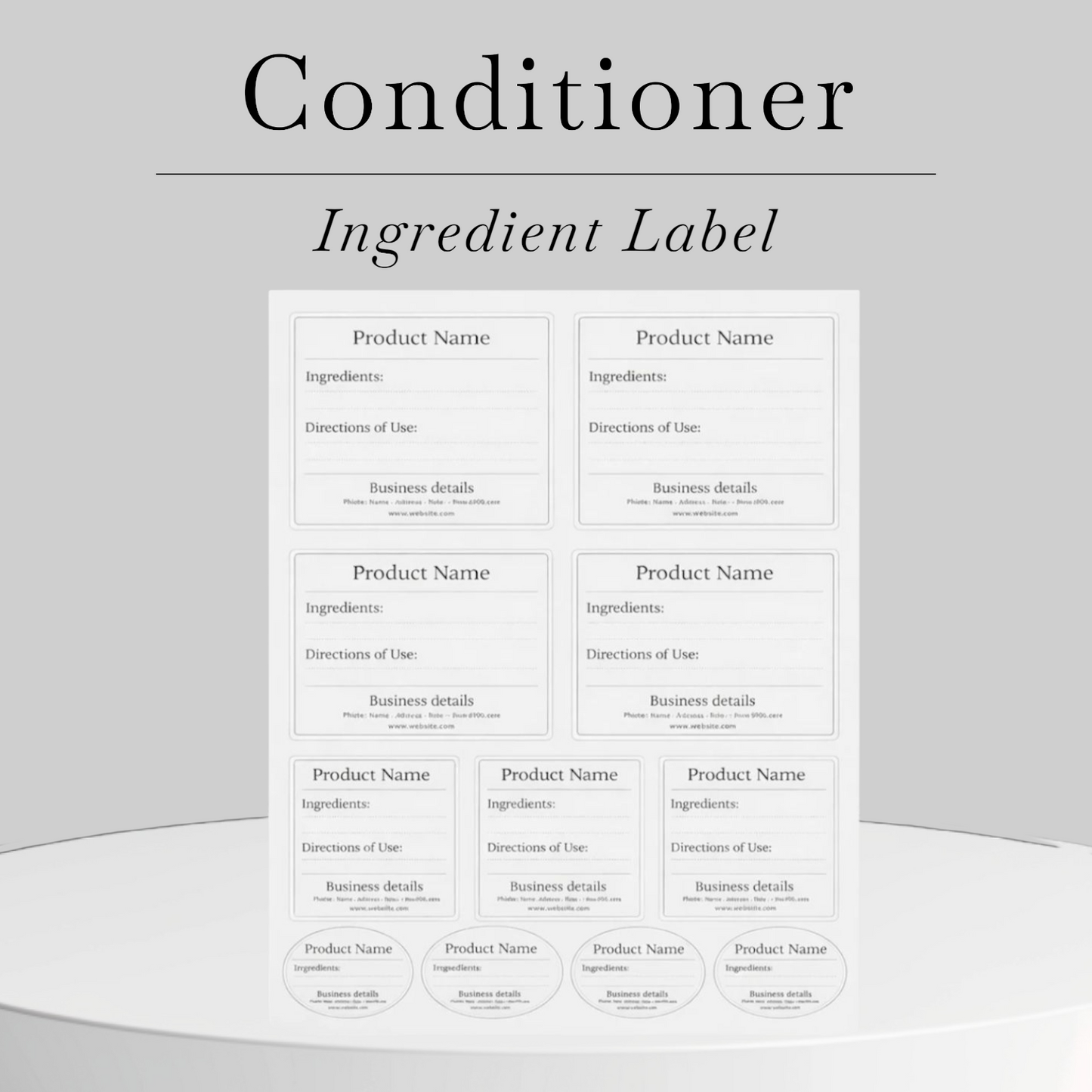 Conditioner ingredient label