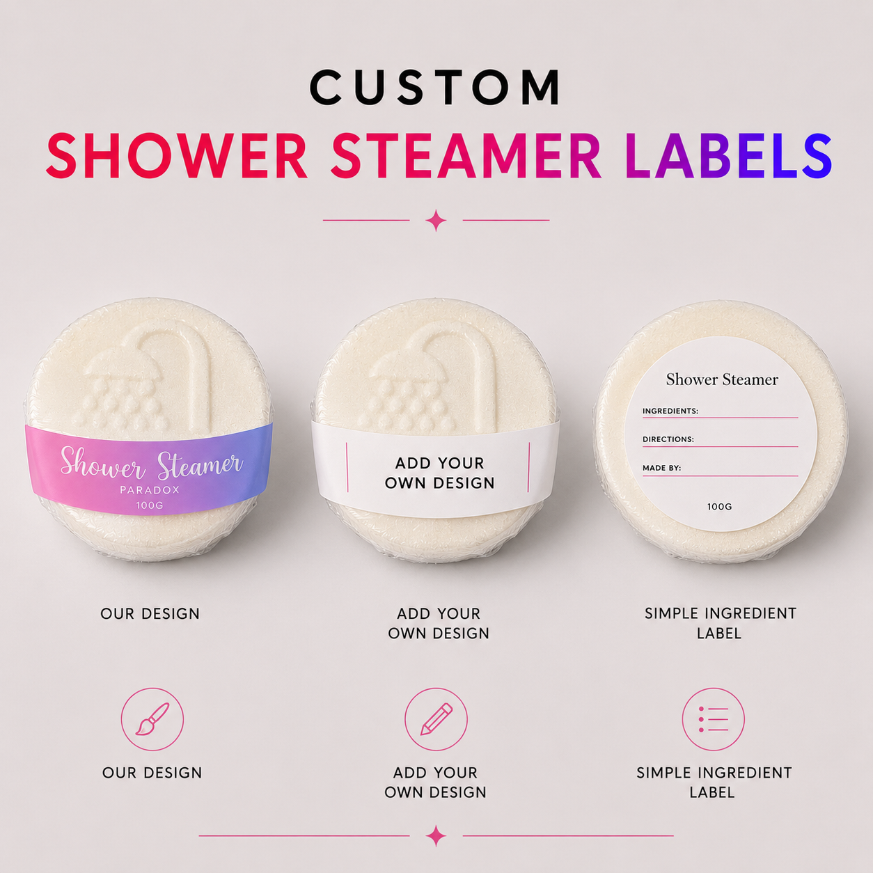 Shower Steamer ingredient label