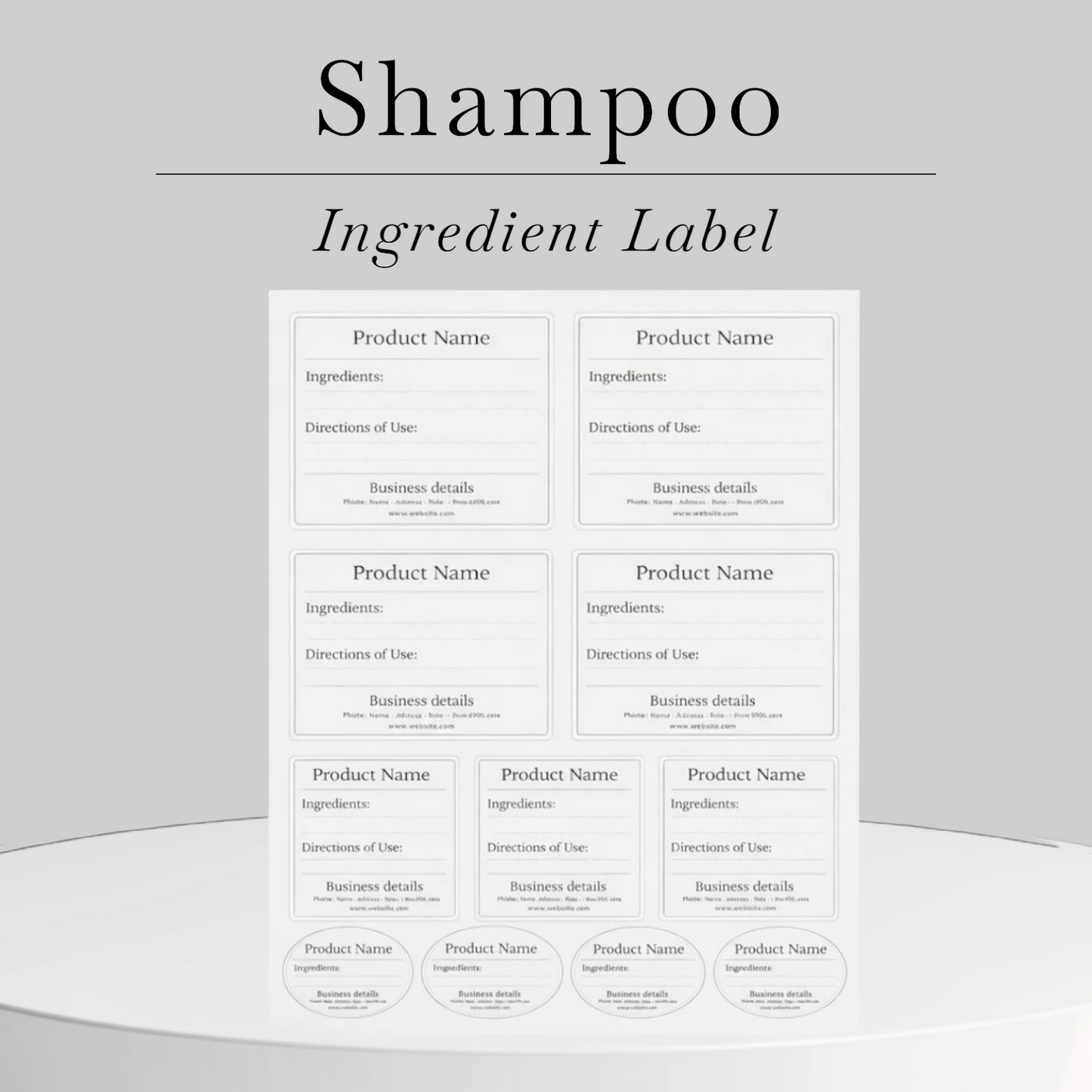 Shampoo ingredient label