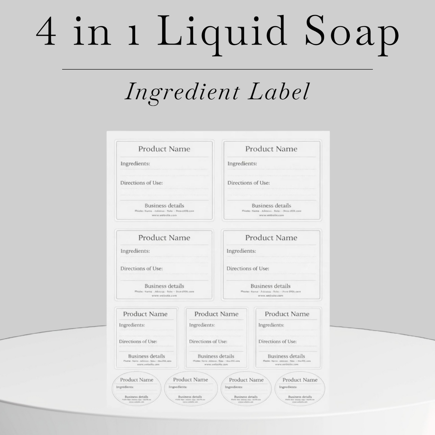 4 in 1 Liquid Soap ingredient label