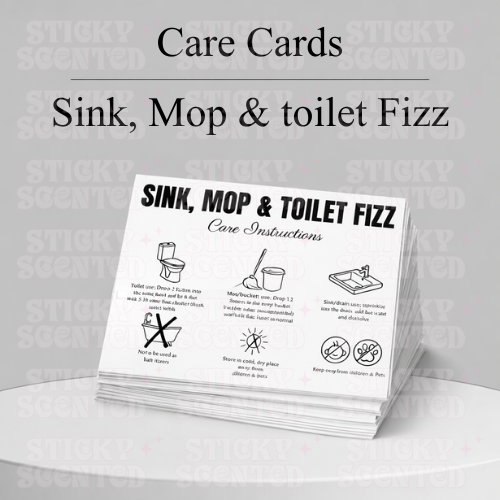 Sink, Toilet, Mop Fizz Care cards