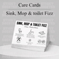 Sink, Toilet, Mop Fizz Care cards