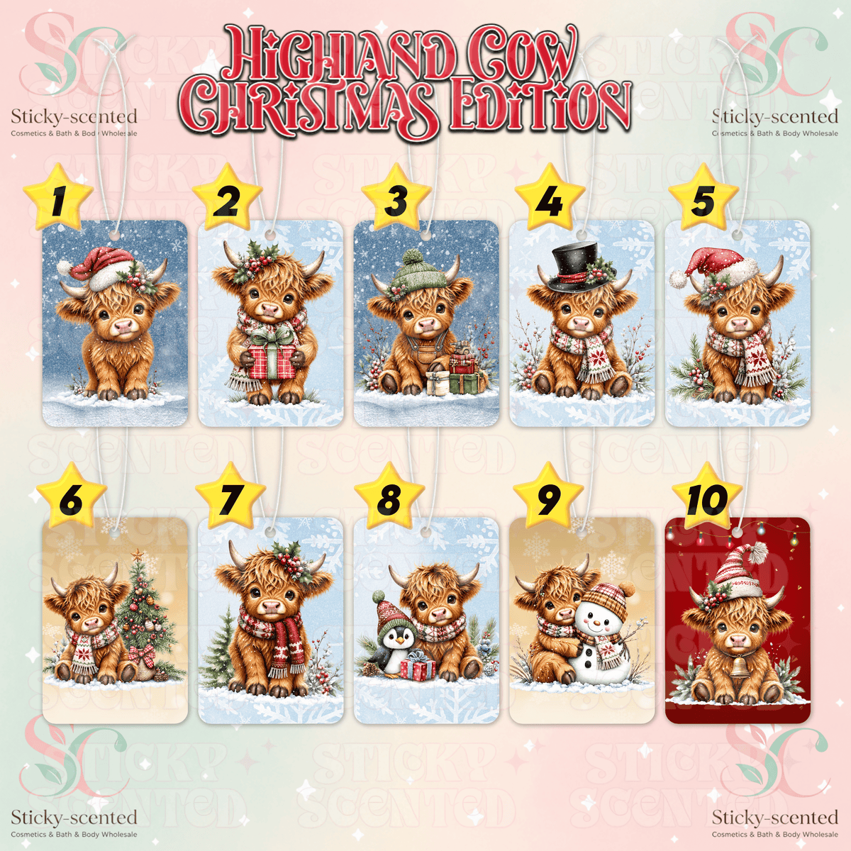 Christmas highland cow air fresheners