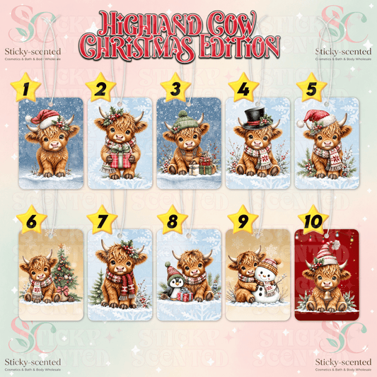 Christmas highland cow air fresheners