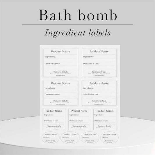 Bath bomb/bath dust ingredient label
