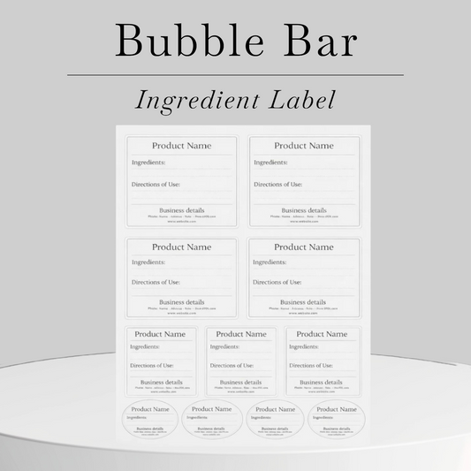 Bubble Bar ingredient label