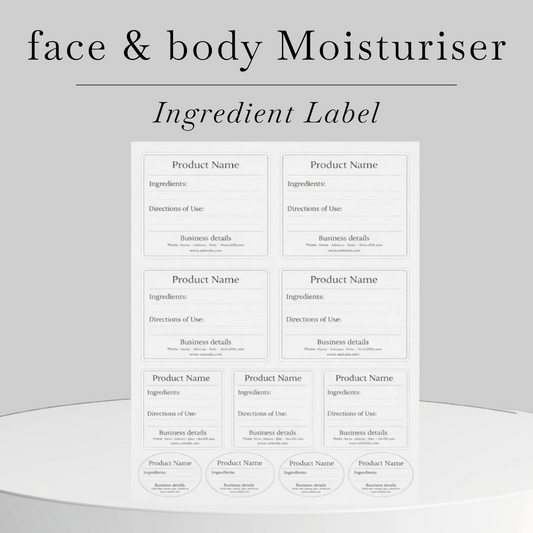 Face & body Moisturiser ingredient label