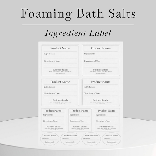 Foaming Bath Salts ingredient label