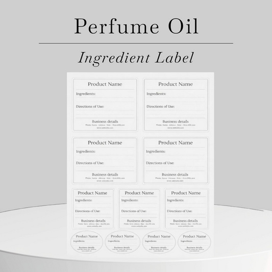 Perfume oil ingredient label