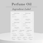 Perfume oil ingredient label