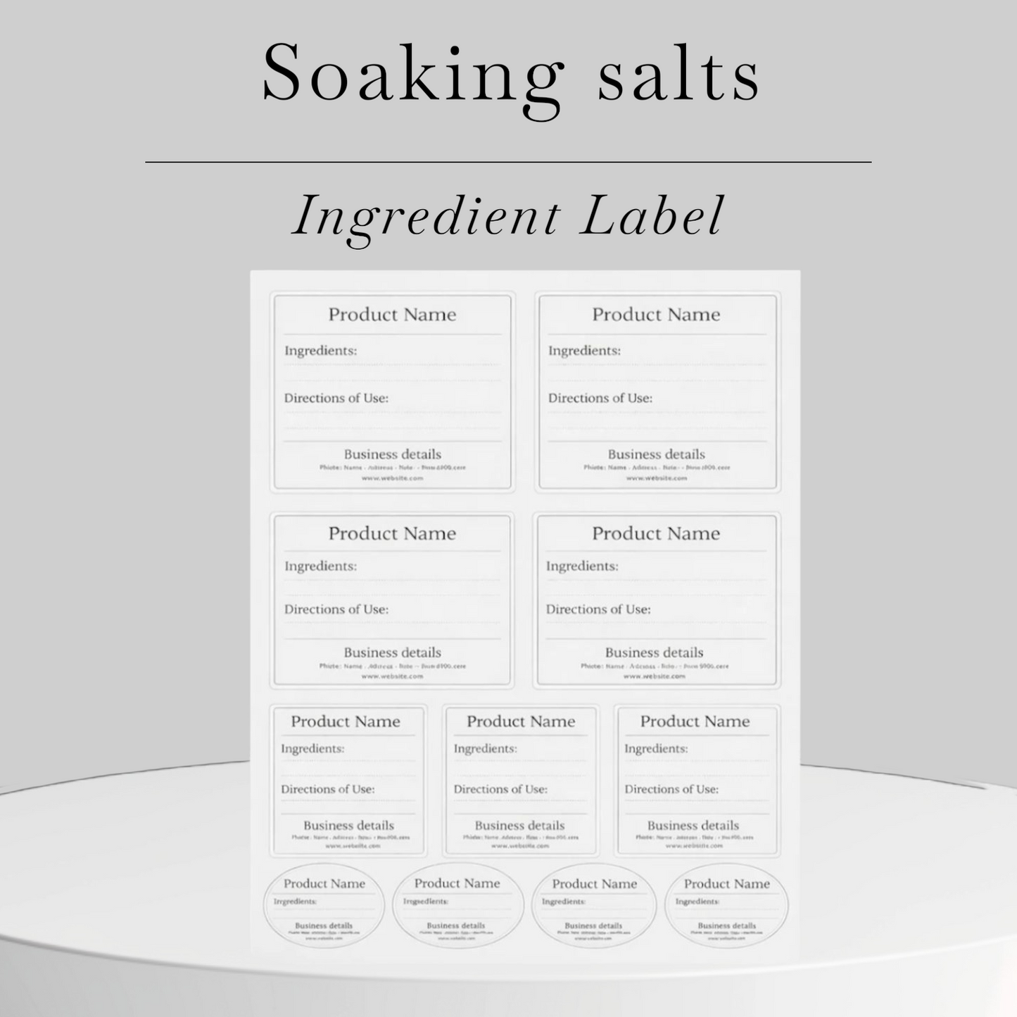 soaking salts ingredient label