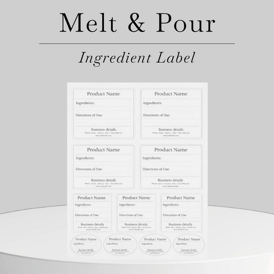 Melt & Pour ingredient label