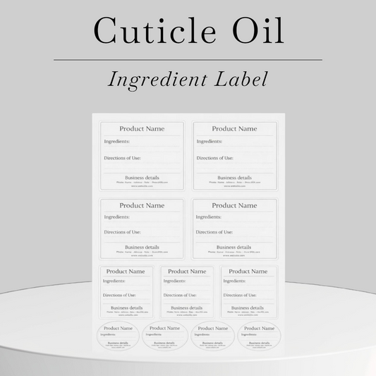 Cuticle oil ingredient label